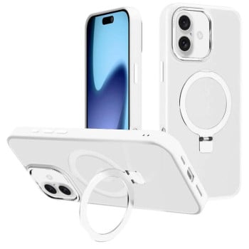 Протиударний чохол Kalebol Metal Lens Frame MagSafe Holder Frosted для iPhone 17 - білий