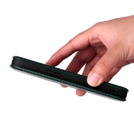 Чехол-книжка Carbon Fiber Texture на iPhone 16e - зеленый