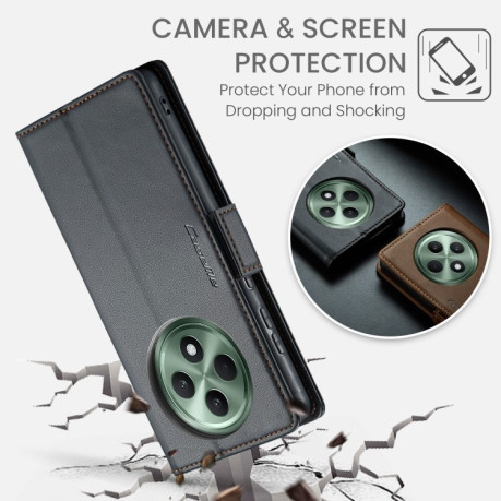 Чехол-книжка CaseMe 023 Butterfly Buckle Litchi Texture RFID Anti-theft Leather для OPPO Reno12 F/12 FS 5G - черный