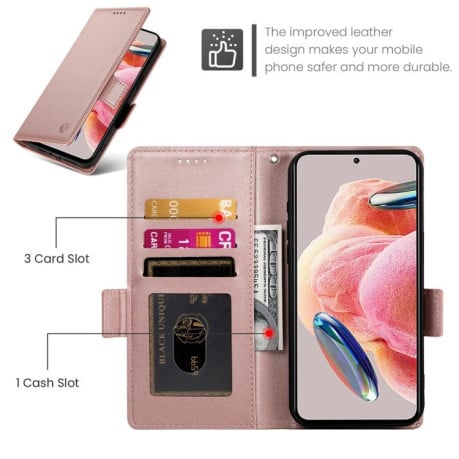 Чохол-книжка Side Buckle Magnetic Frosted Leather на Xiaomi Redmi 15C 5G / 4G EU 173mm / Poco C85 5G - рожеве золото