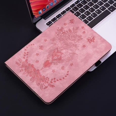 Чехол-книжка Butterfly Rose Embossed для Xiaomi Redmi Pad 2 / Xiaomi Redmi Pad SE 11 2025 - розовый