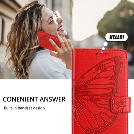 Чохол-книжка Embossed Butterfly для OPPO Reno12 F/12 FS 5G Global - червоний