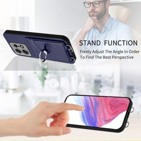 Протиударний чохол R20 Ring Card Holder для Motorola Edge 50 Pro 5G - синій