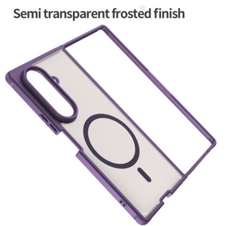 Противоударный чехол Fan Dun Series TPU Hybrid PC Frosted Magsafe для Samsung Galaxy Fold 7 5G - фиолетовый