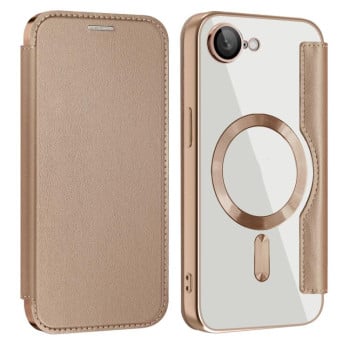Чехол-книжка Shield MagSafe RFID Anti-theft Leather для iPhone 16e - Desert Gold