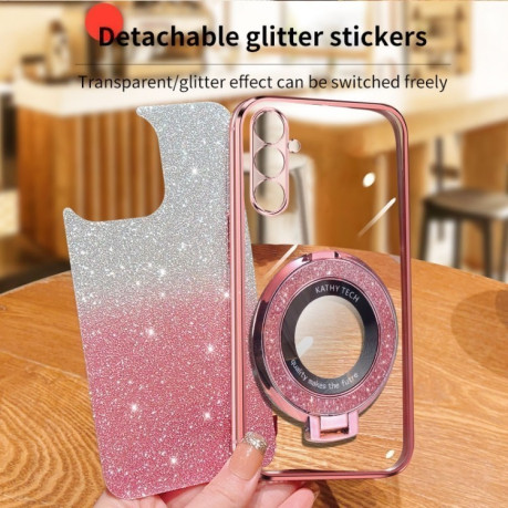 Протиударний чохол Plated Gradient Glitter Round Holder  для Samsung Galaxy A16 5G - сріблястий