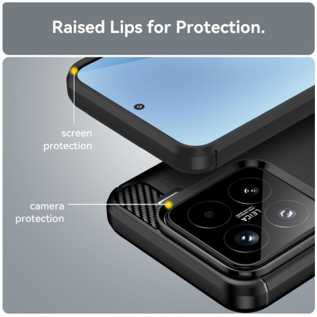 Противоударный чехол Brushed Texture Carbon Fiber на Xiaomi 15 - черный