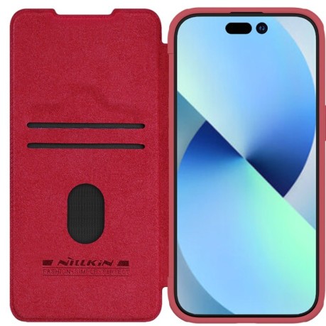 Шкіряний чохол-книжка Nillkin Qin Series для iPhone 15 Plus - червоний
