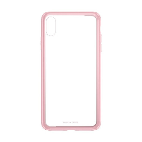 Стеклянный чехол Baseus See-Through для iPhone XS Max - розовый