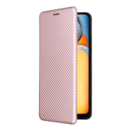 Чехол-книжка Carbon Fiber Texture на Xiaomi Redmi 13C/Poco C65 - розовый