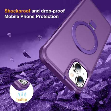 Противоударный чехол HTM MagSafe Magnetic Holder для iPhone 15 - фиолетовый