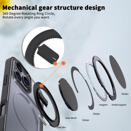Чехол Kalebol с подставкой 360 и MagSafe на iPhone 17 Pro - черный