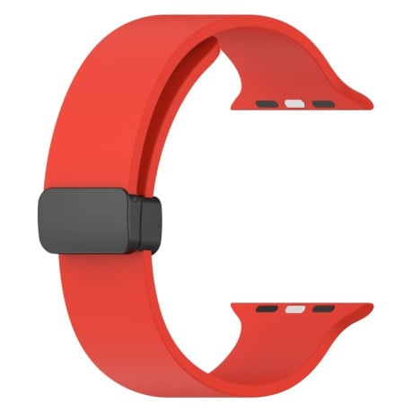 Силиконовый ремешок Magnetic Black Buckle Smooth для Apple Watch Ultra 49mm - красный