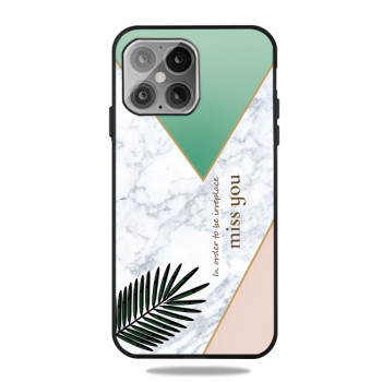 Противоударный чехол Frosted Fashion Marble для iPhone 13 - Green White Grass