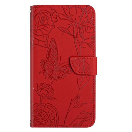 Чохол-книжка Embossed Butterfly для Xiaomi Redmi Note 14 Pro 4G - червоний