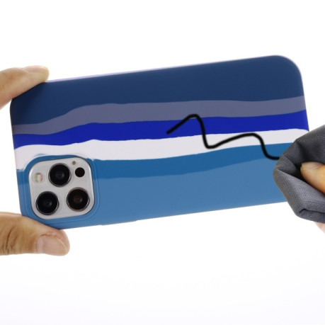 Силиконовый чехол Rainbow Liquid Silicone для  iPhone 15 Pro-синий
