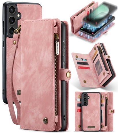 Чехол-кошелек CaseMe 008 Series Zipper Style на Samsung Galaxy S23 FE - розовый