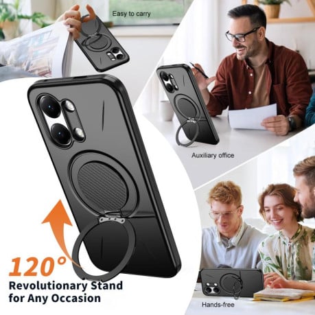 Чохол Metal Rotation Holder MagSafe TPU Hybrid PC з металевим поворотним тримачем і MagSafe на Xiaomi Redmi Turbo 5 Max 5G / Poco X8 Pro Max 5G — чорний