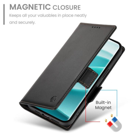 Чехол-книжка Side Buckle Magnetic Frosted Leather для Xiaomi Redmi Note 14 Pro 4G - черный
