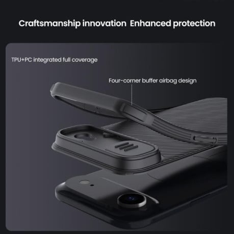 Чехол NILLKIN CamShield Pro со шторкой на камеры на iPhone Air - черный