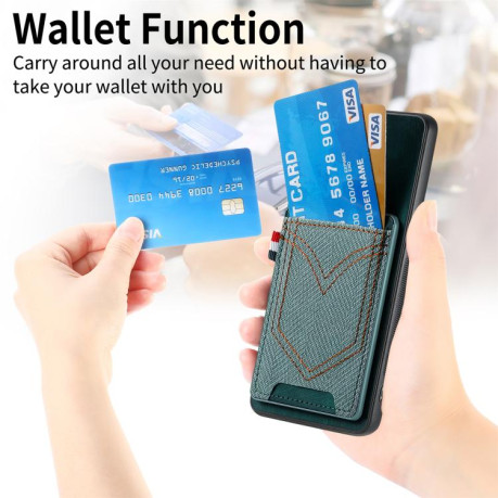 Чехол Denim Texture Leather Skin на Realme 14 Pro+ - зеленый