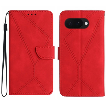 Чехол-книжка Stitching Embossed Leather для Google Pixel 9a - красный