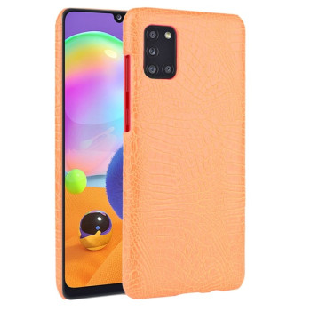 Ударопрочный чехол Crocodile Texture на Samsung Galaxy A31 - оранжевый