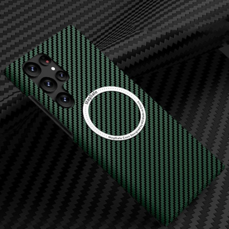 Протиударний чохол Carbon Fiber Texture (MagSafe) для Samsung Galaxy S25 Ultra 5G - зелений