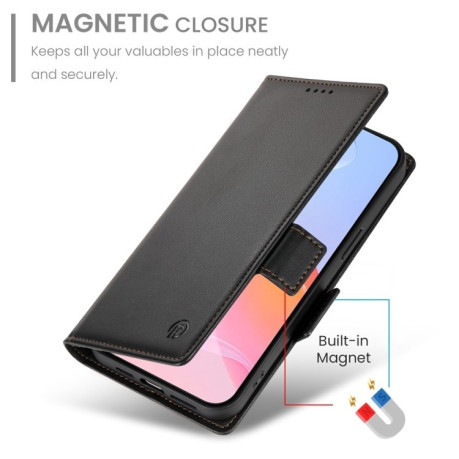 Чехол-книжка Side Buckle Magnetic Frosted Leather для iPhone 16 Pro - черный
