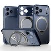 Полупрозрачный чехол Sulada с магнитным поворотным держателем на iPhone 18 Pro — синий