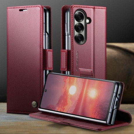 Чехол-книжка CaseMe 023 Butterfly Buckle Litchi Texture RFID Anti-theft Leather для Samsung Galaxy Fold 7 - красный