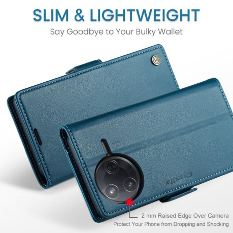Чехол-книжка CaseMe 023 Butterfly Buckle Litchi Texture RFID Anti-theft Leather для Xiaomi Poco F7 Pro / F7 Ultra - синий
