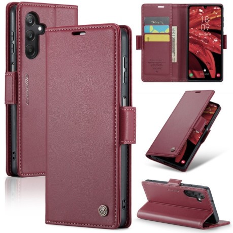 Чохол-книжка CaseMe 023 Butterfly Buckle Litchi RFID Anti-theft Leather для Samsung Galaxy A25 5G - винно-червоний