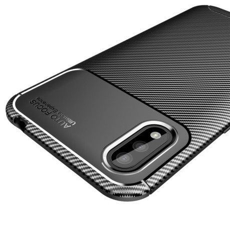 Ударозащитный чехол HMC Carbon Fiber Texture на Samsung Galaxy M01 - коричневый