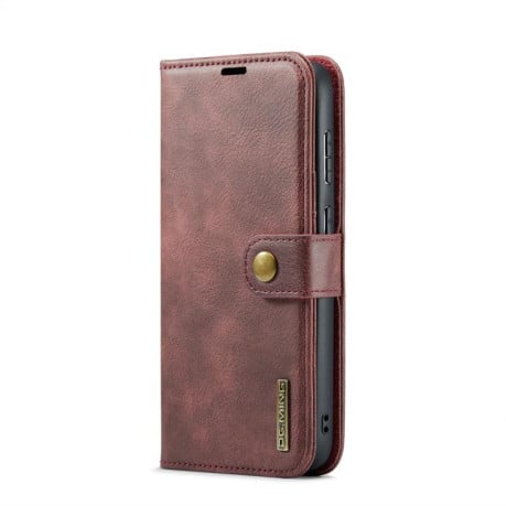 Чохол-книжка DG.MING з фактурою Crazy Horse на Samsung Galaxy S25 FE 5G - червоний