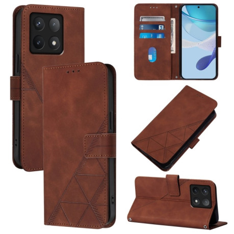 Чохол-книжка Crossbody 3D Embossed Flip Leather на Xiaomi 14T Pro - коричневий
