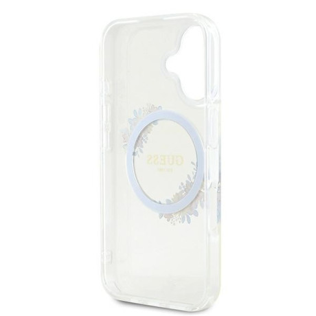 Оригінальний чохол Guess IML Flowers Wreath MagSafe для iPhone 16 - Clear