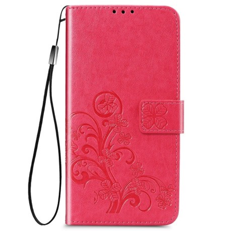 Чехол-книжка Four-leaf Clasp Embossed на Xiaomi Redmi 9A - красный