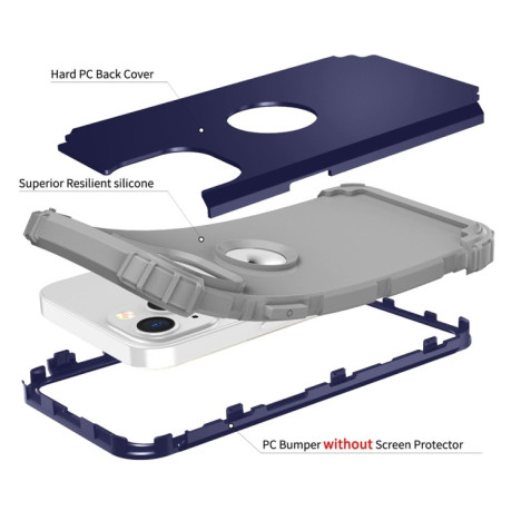 Противоударный Чехол Dropproof 3 in 1 Silicone sleeve для iPhone 14 - синий