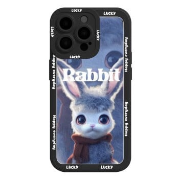 Силіконовий чохол Liquid Silicone Oil Painting Rabbit на iPhone 15 Pro Max - чорний, блакитний, зелений