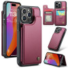 Чохол CaseMe C22 Card Slots Holder RFID Anti-theft для iPhone 15 Pro Max - винно-червоний