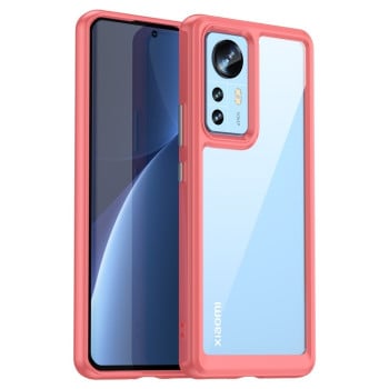 Противоударный чехол  Colorful Acrylic Series с цветной силиконовой боковиной на Xiaomi 12 Pro  - красный