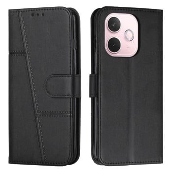 Чохол-книжка із стрічкою та фактурою Calf на OPPO A5 Pro 5G Global - чорний