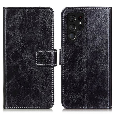 Чохол-книжа Magnetic Retro Crazy Horse Texture для Samsung Galaxy S25 Ultra 5G - чорний