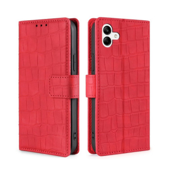 Чехол-книжка с мягким покрытием (Skin Feel), фактура “крокодил” (Crocodile Texture) на Samsung Galaxy A04 - красный