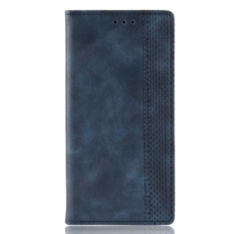 Кожаный чехол-книжка Magnetic Buckle Retro Texture на Samsung Galaxy S10+/G975-синий