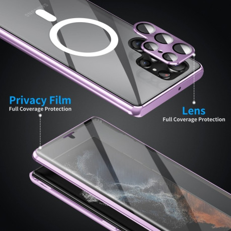 Двусторонний магнитный чехол Magnetic Angular Frame Magsafe для Samsung Galaxy S24 5G - розовое золотой