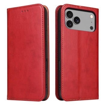Кожаный чехол-книжка Fierre Shann Genuine leather на iPhone 17 Pro Max - красный