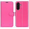 Чохол-книжка з фактурою Litchi і магнітним хлястиком на Samsung Galaxy A37 5G — рожево-червоний