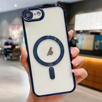 Противоударный чехол Electroplating (Magsafe) для iPhone 16e - синий